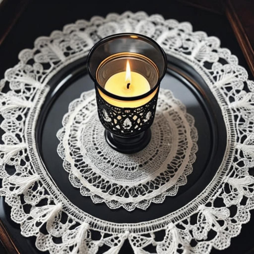 Exquisite Victorian Lace with Candlestick