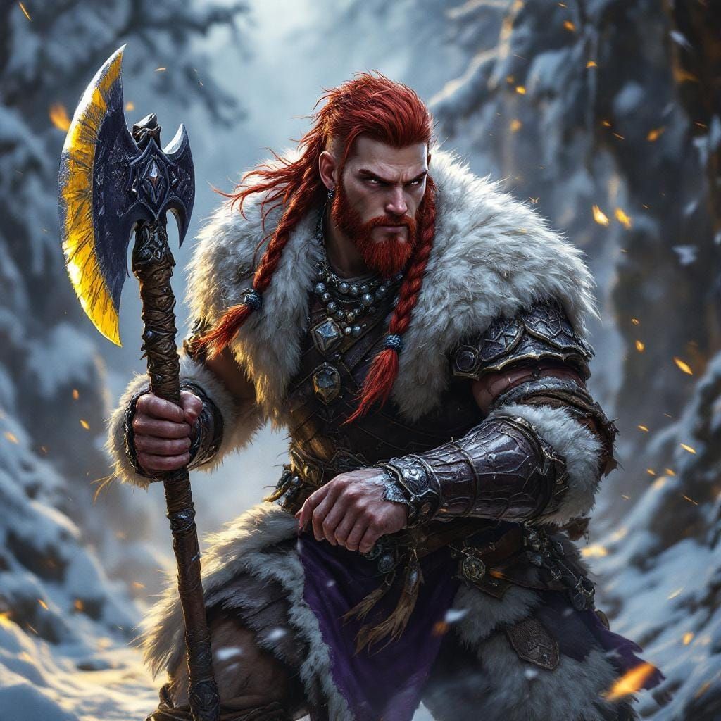 Olaf Wolfsbane: Dark Fantasy Warrior with Ice Axes