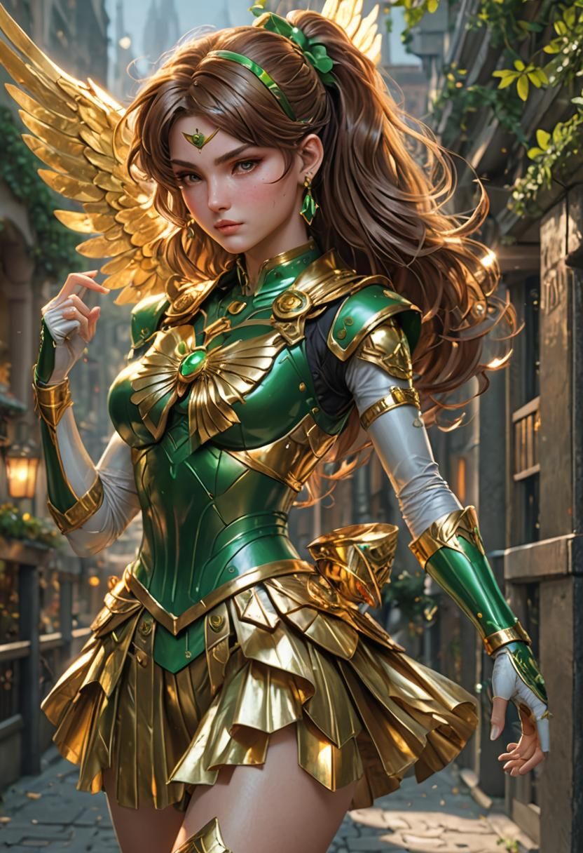 Sailor Jupiter in Armor with Golden Wings