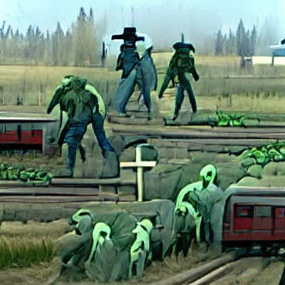 Undead Farmers on Soviet Train in Morning
