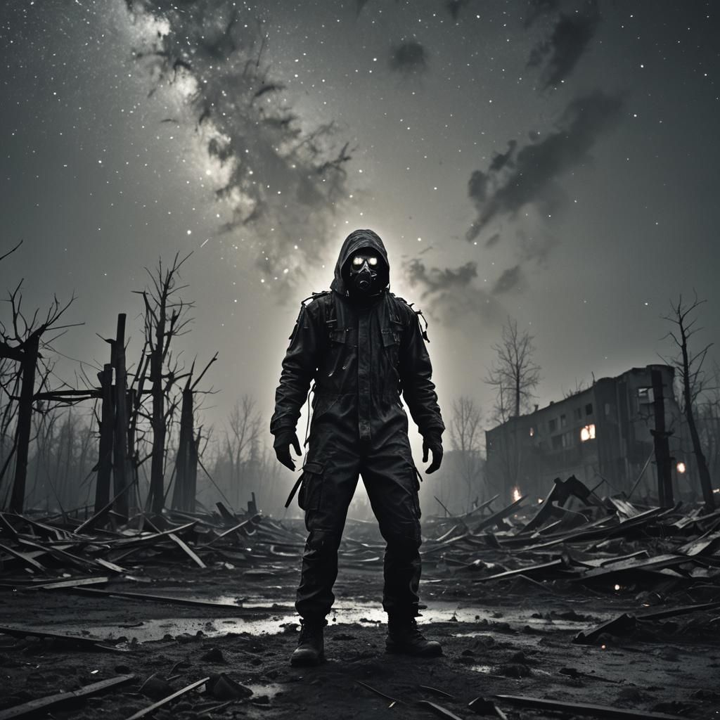 Shadowy Figure Dancing on Ashes of Annihilated World