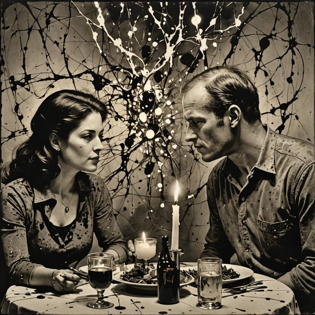 Romantic Dinner in Abstract Expressionist Style
