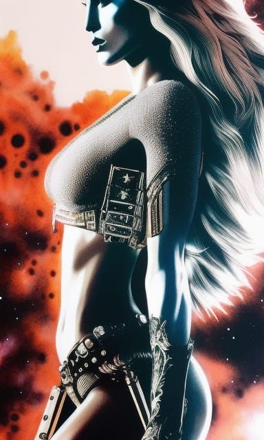 Alien Space Cowgirl: Intricate Sci-Fi Rodeo Art