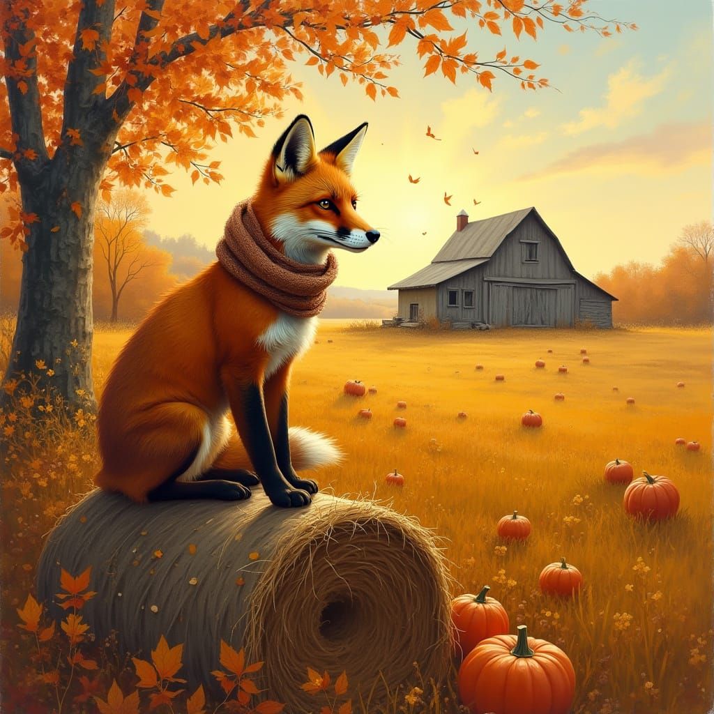 Rustic Fox in Golden Autumn Fields