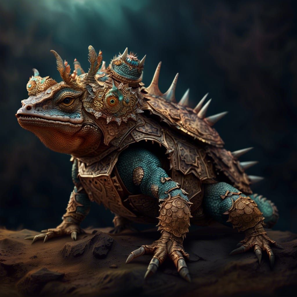 Armored Horned Toad Lizard in Digital Matte Painting