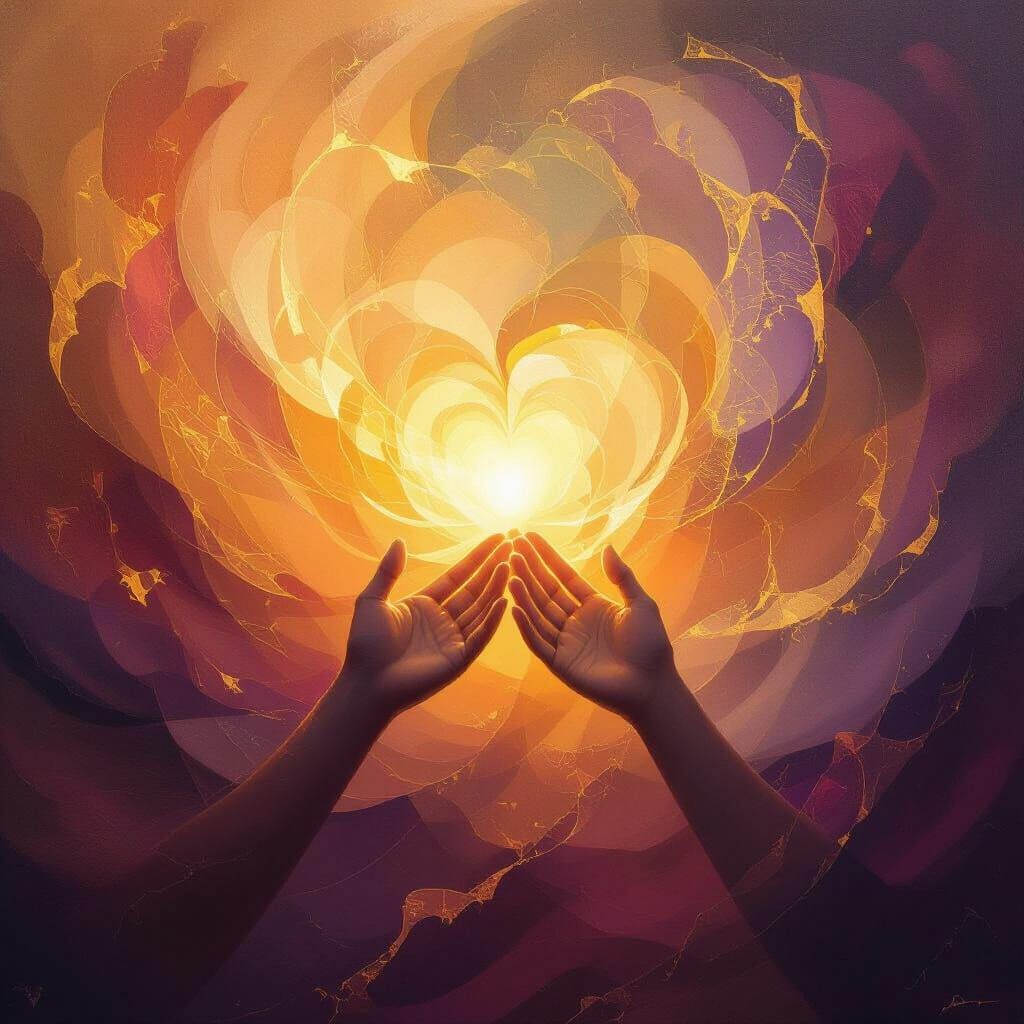 Abstract Divine Love in Gold, Rose, and Violet