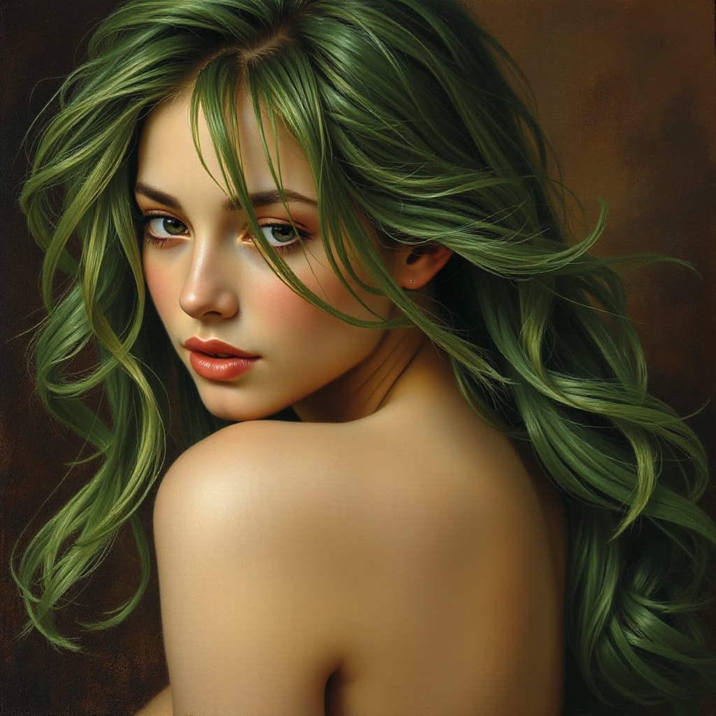 Forest Nymph with Emerald Hair, Venetian Glazing