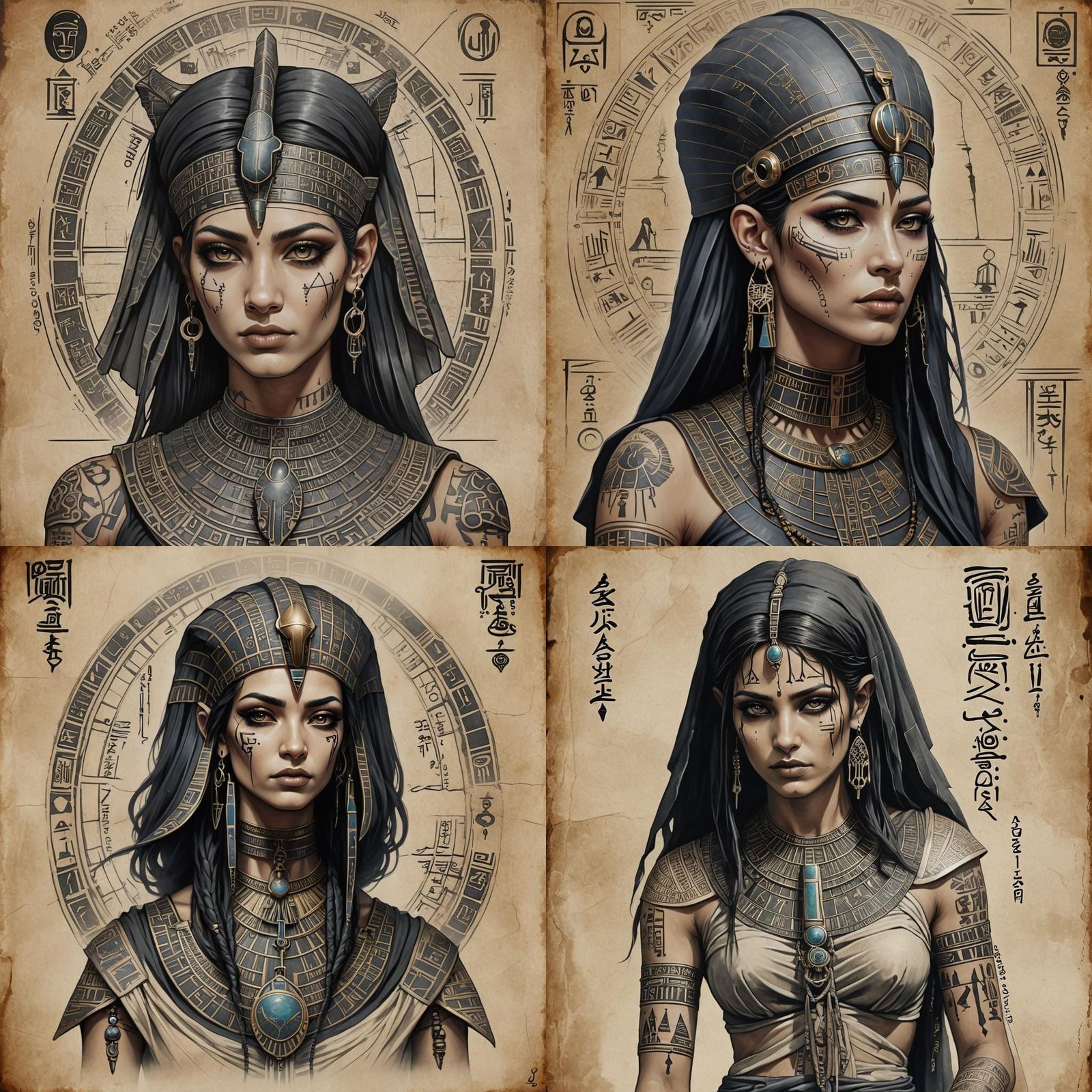 Neo-Gothic Oracle of Delphi with Hieroglyphs