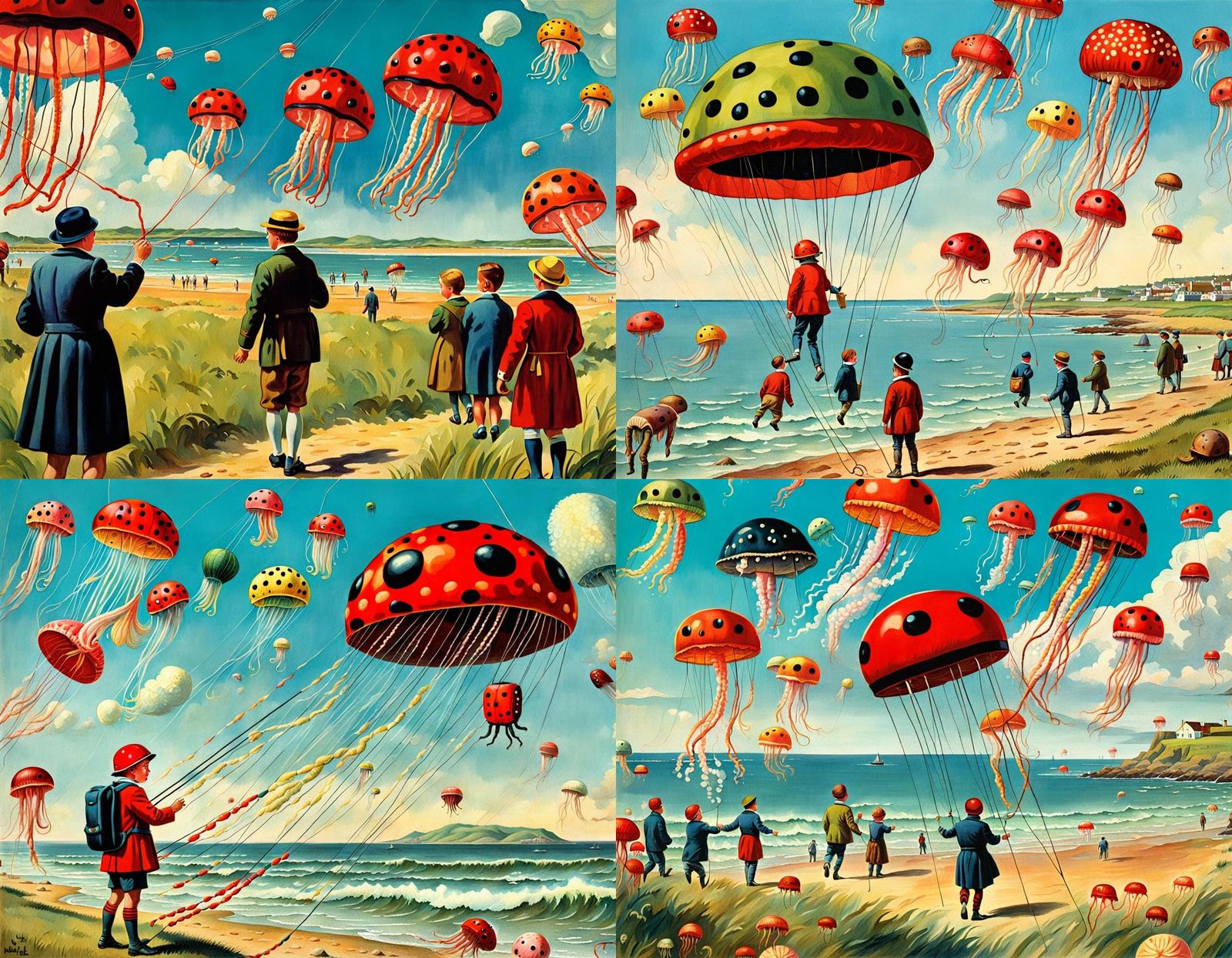 Jellyfish Kite in Ladybird Book Style