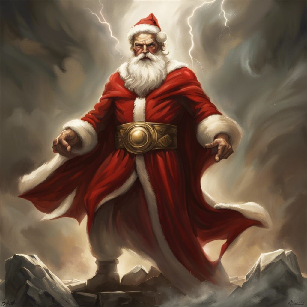 Santa Claus as Sinister Greek God Superhero