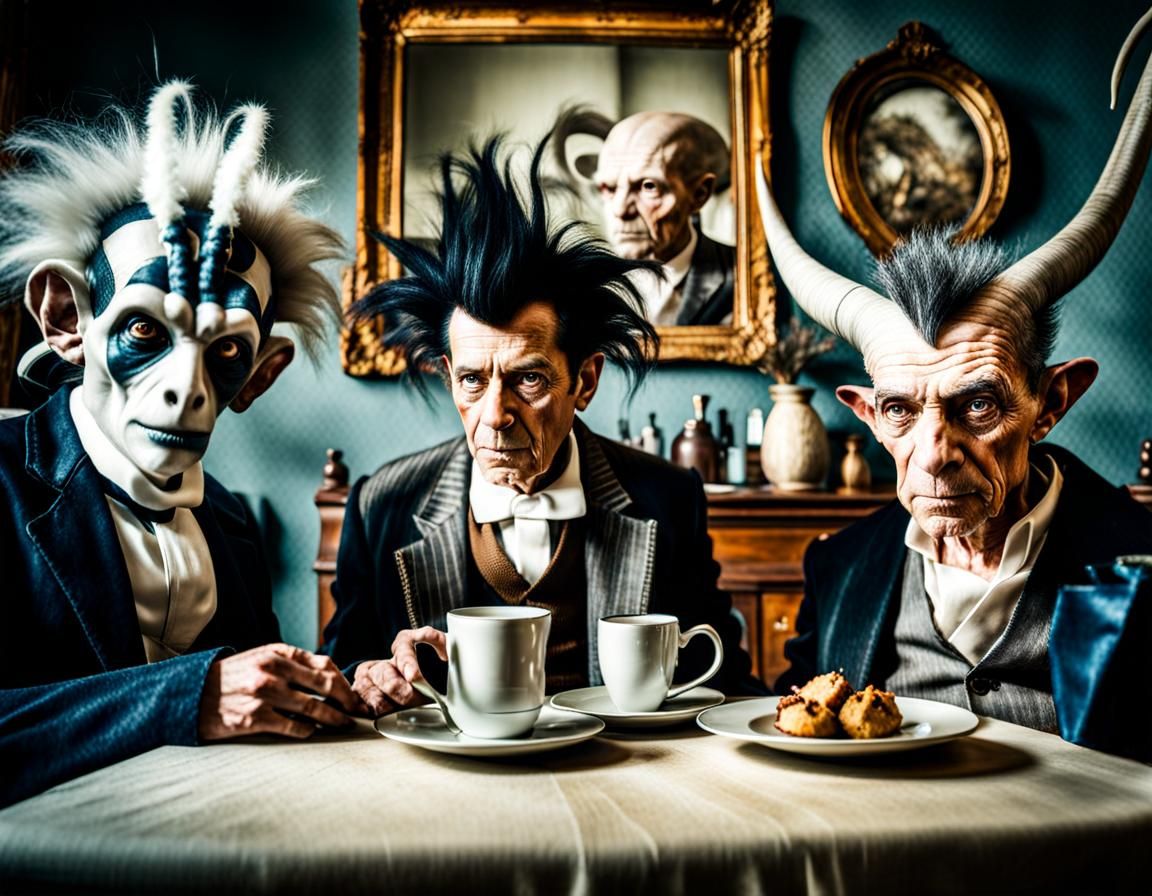 Surreal Alien Restaurant Celebration in Magical Realism