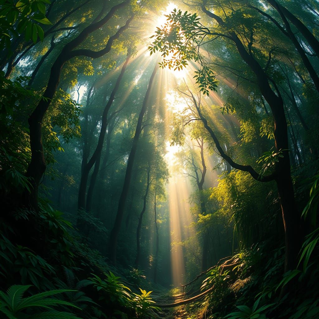 Emerald Forest Radiant with Golden Light