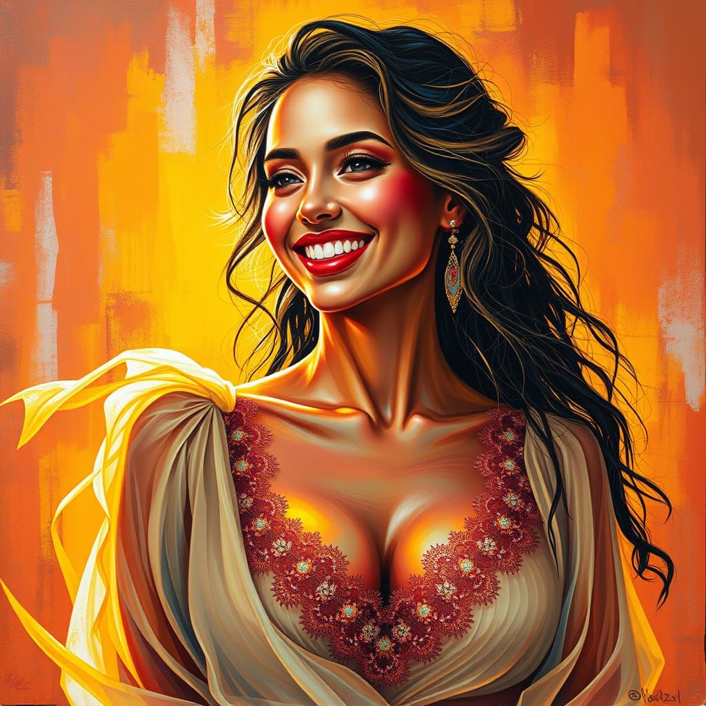 Ethereal Goddess in Golden Radiance