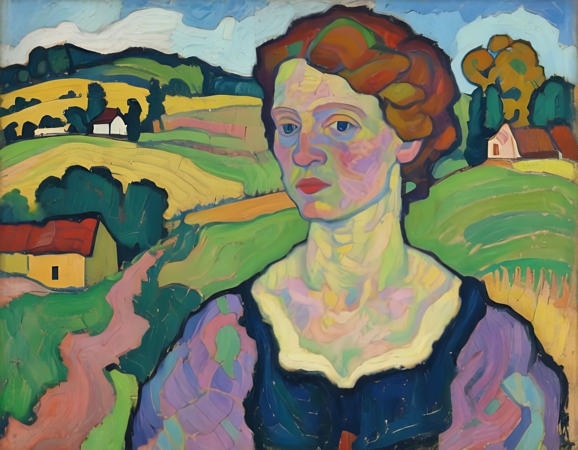 Bucolic Woman in Egon Schiele Style