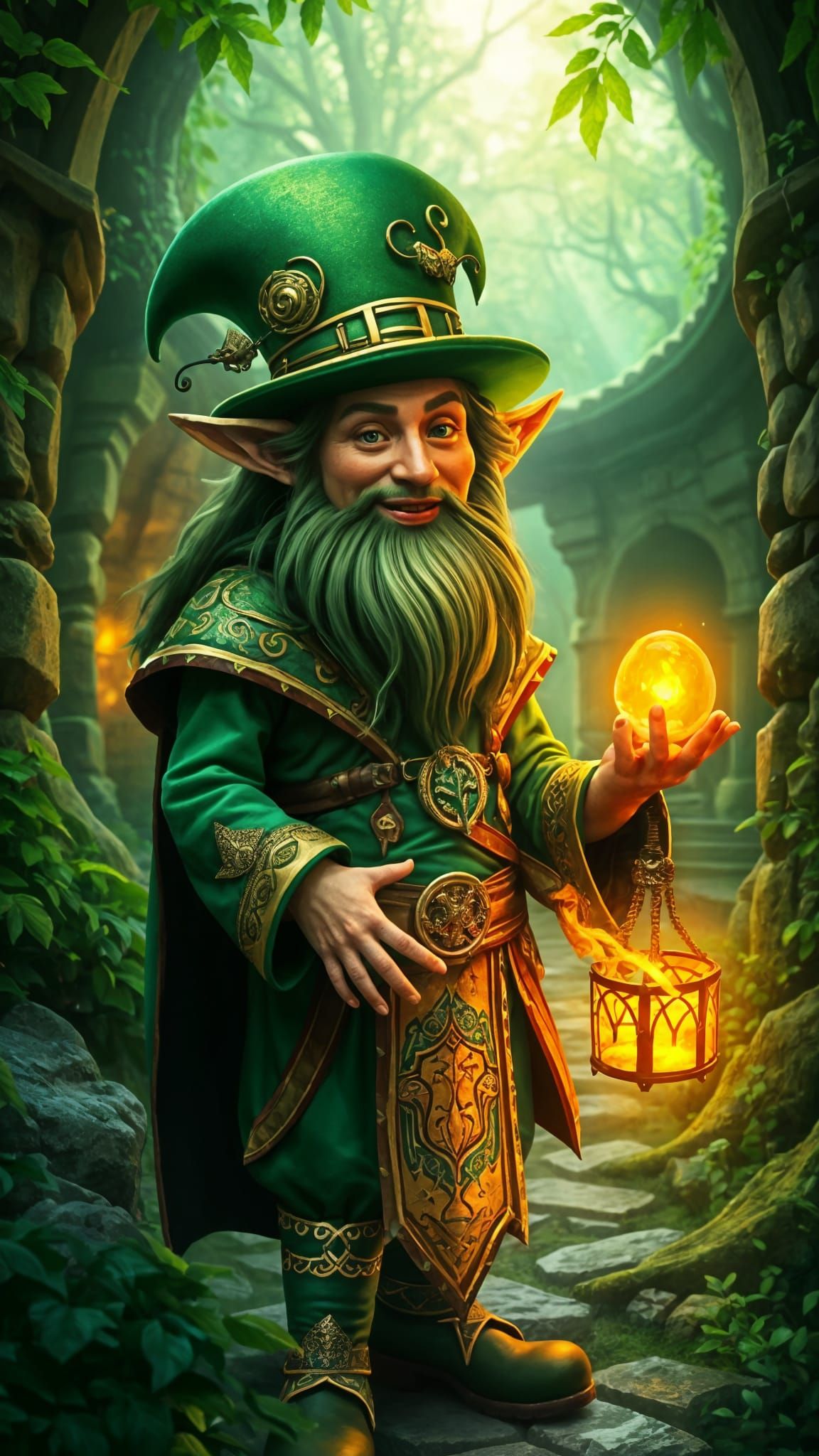 Leprechaun in Celtic Fantasy Emerald Forest