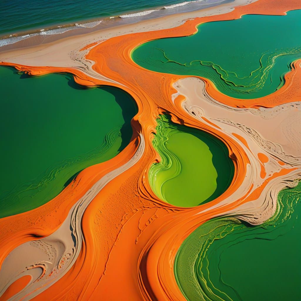 Neon Waves on Alien Shores