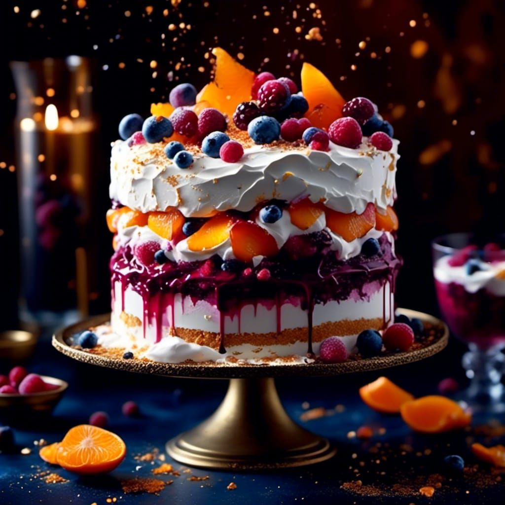 Opulent Meringue Heart Cake in Baroque Patisserie