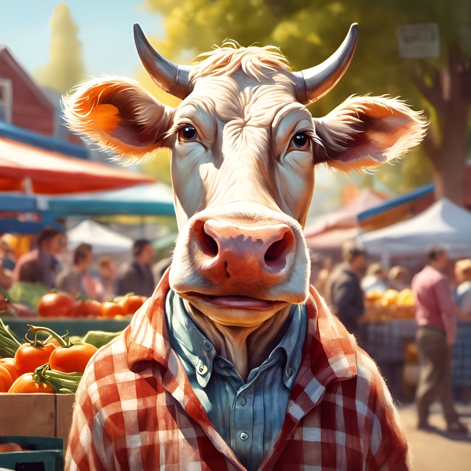 Charming Cow Portrait at Farmer's Market