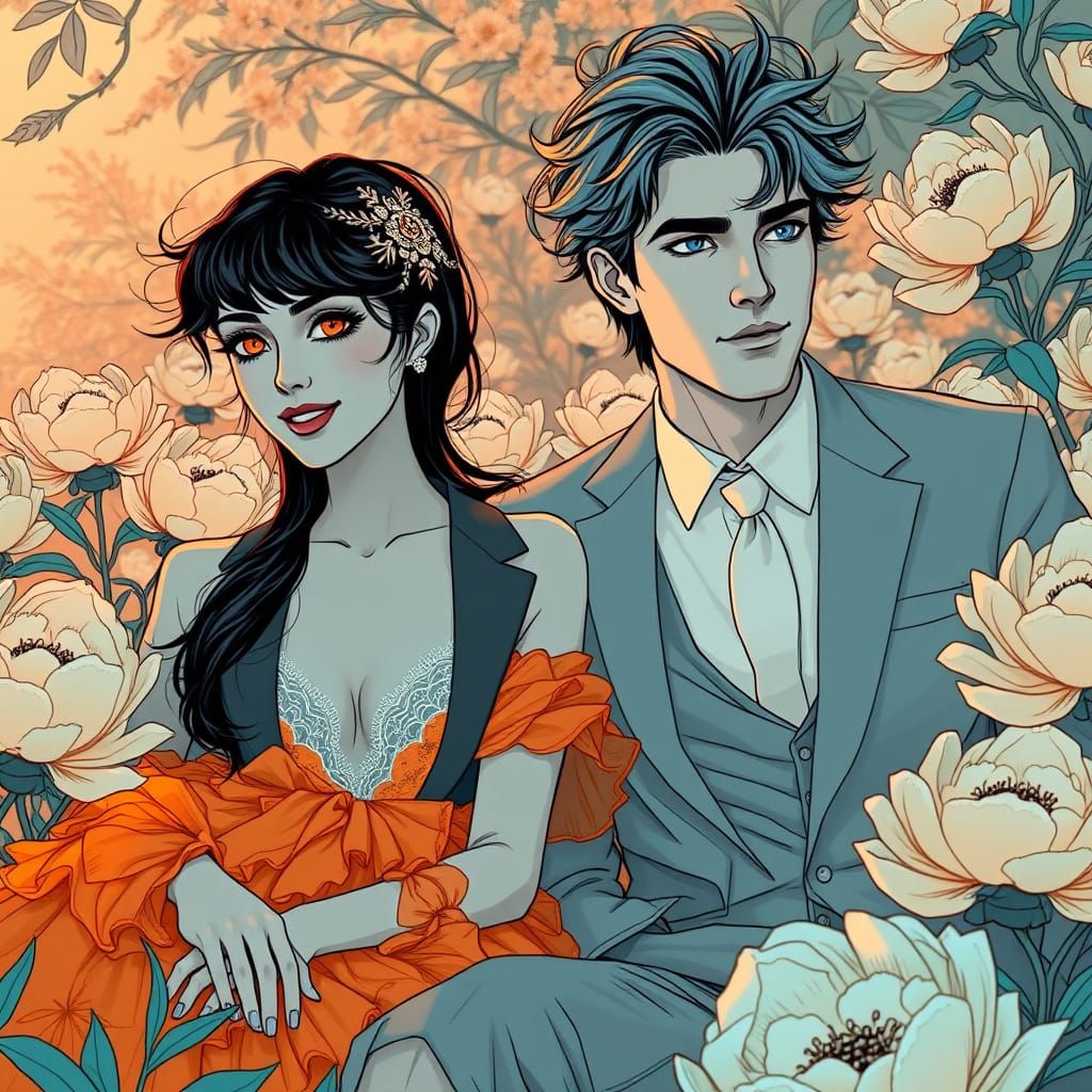 Elegant Couple in Black and White Art