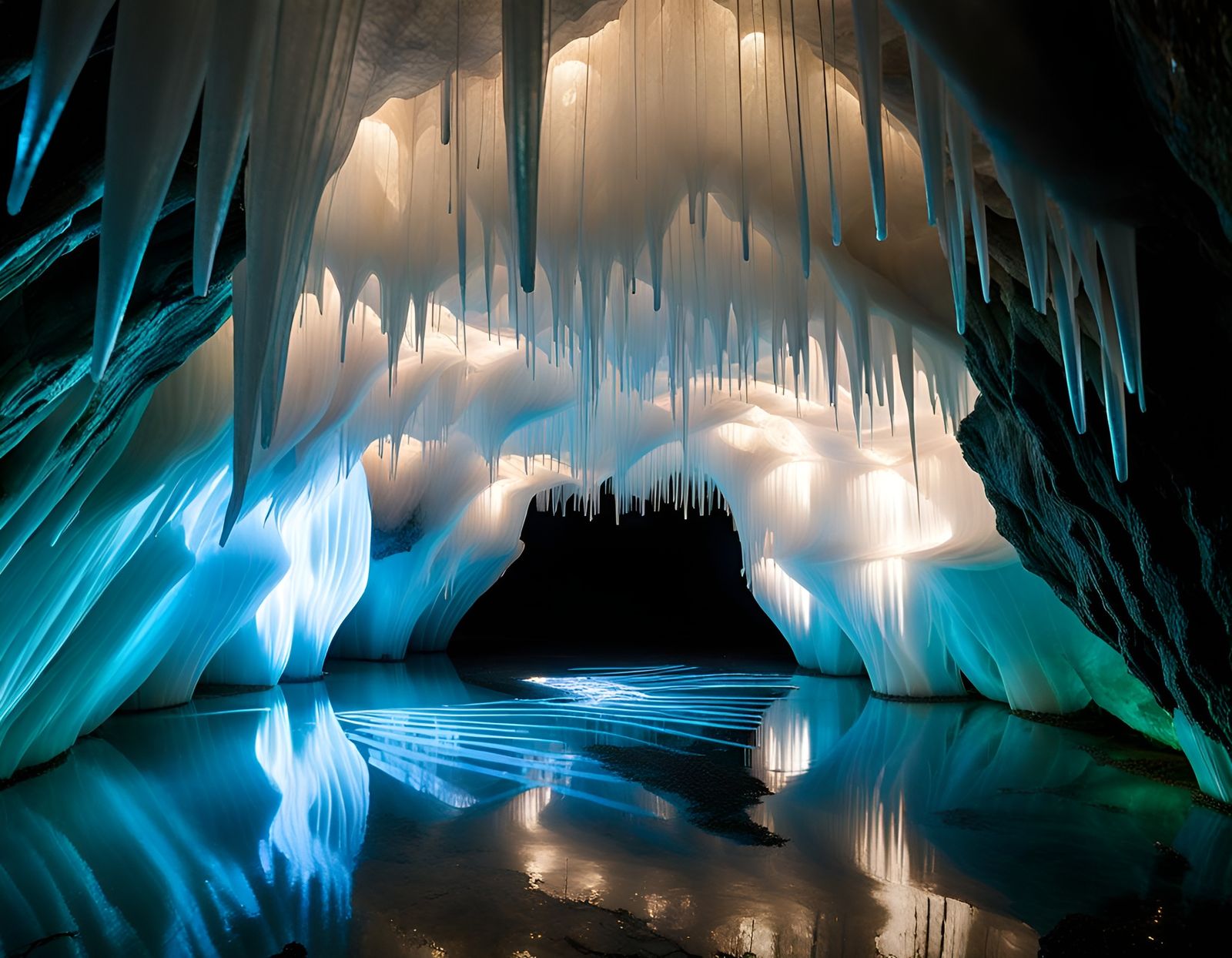 Glowing Crystals Dance in a Natural Crystal Cave