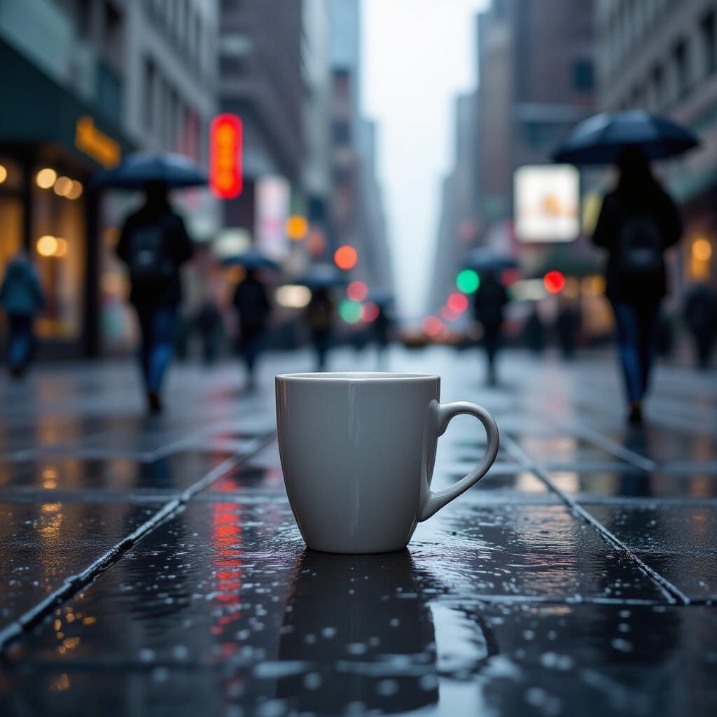 Coffee in the City: Photorealistic Street Scene