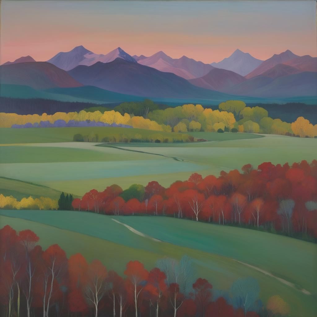 Vibrant Landscape in Surreal Illustrative Style