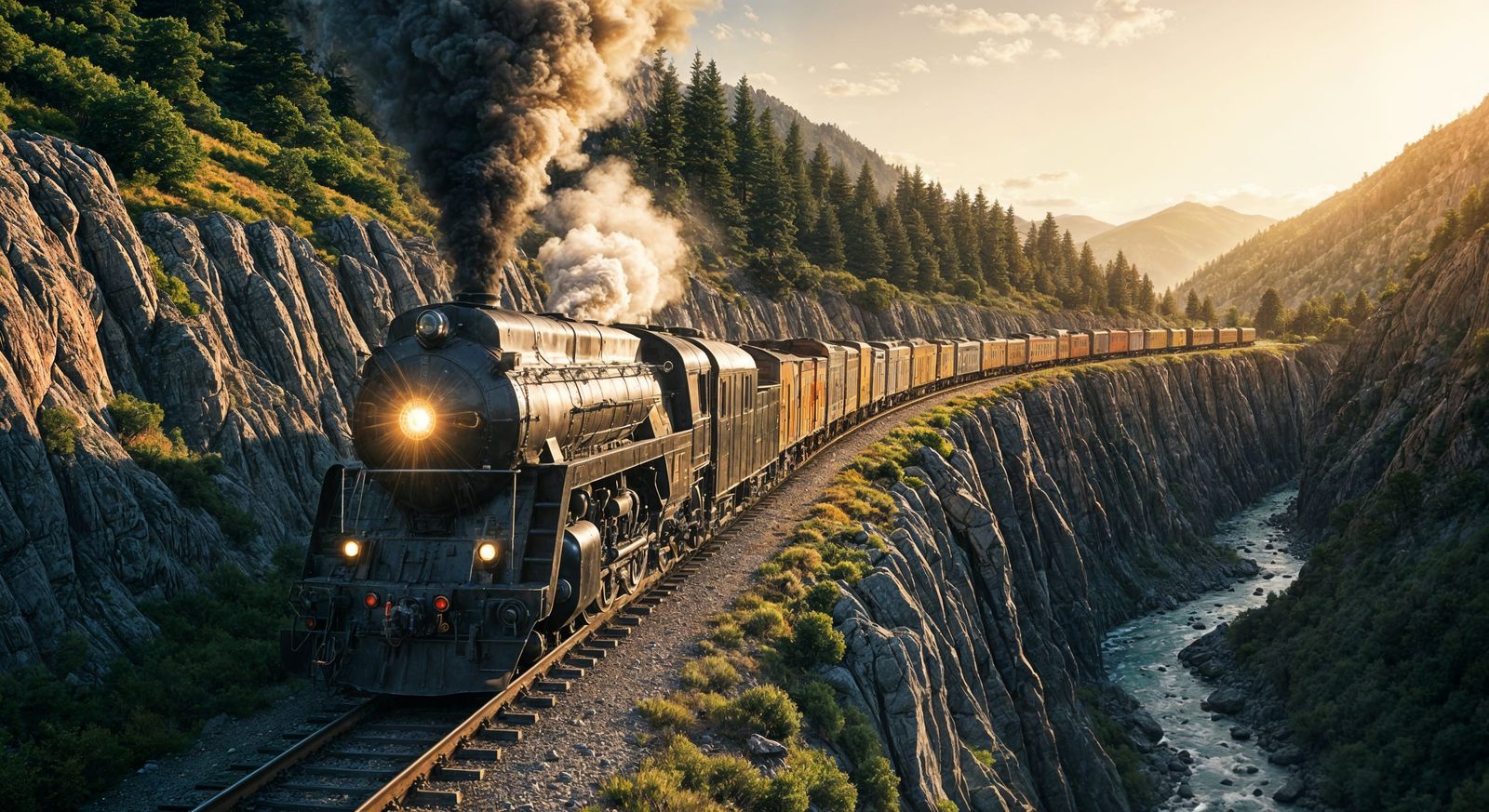 Spectacular Steam Locomotive Speeds Through Mountainous Terr...