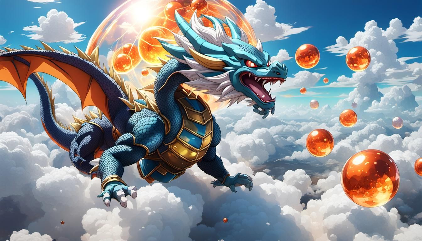 Dragon Ball Z Dragon Soaring Through Clouds