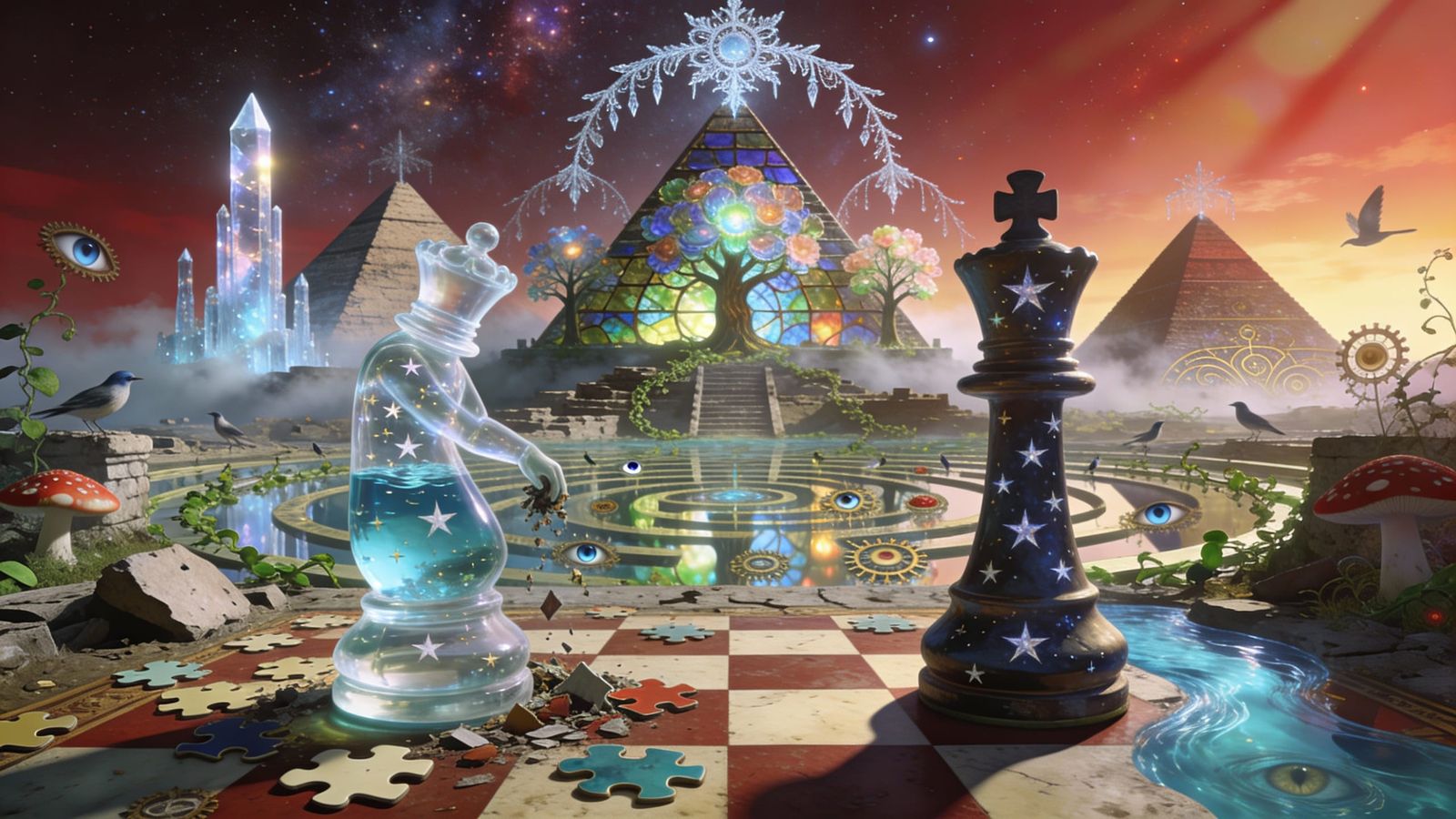 Ancient City Reimagined in Nebula Light