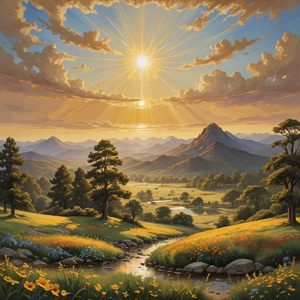Golden Sunrise: Awakening in a Tranquil Landscape