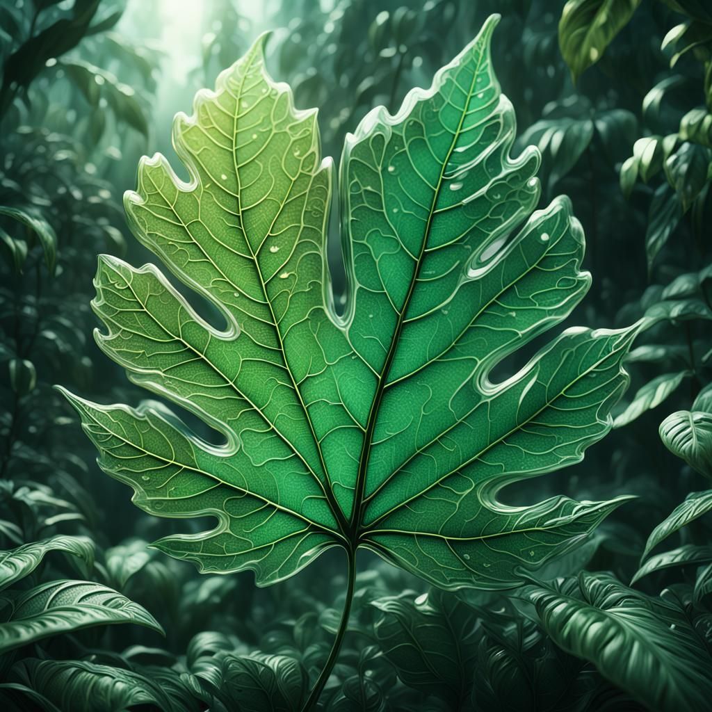 Glass Green Leaf: Epic Digital Matte Painting