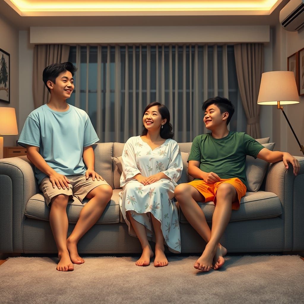 Siblings' Cozy Night In, Fantasy Concept Art Style