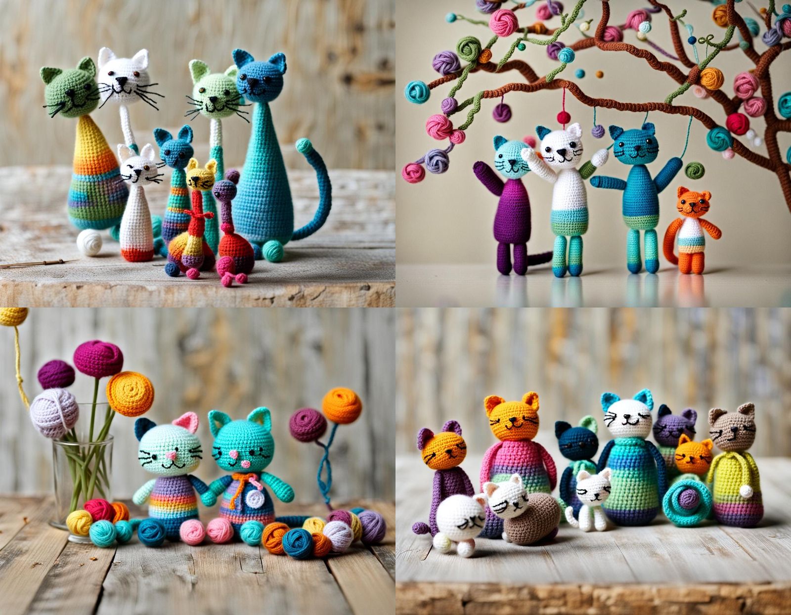Kindness Scene with Crocheted Cat Figure