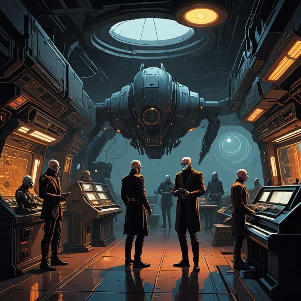 Sci-Fi Cantina Band in a Smoky, Dimly Lit Atmosphere