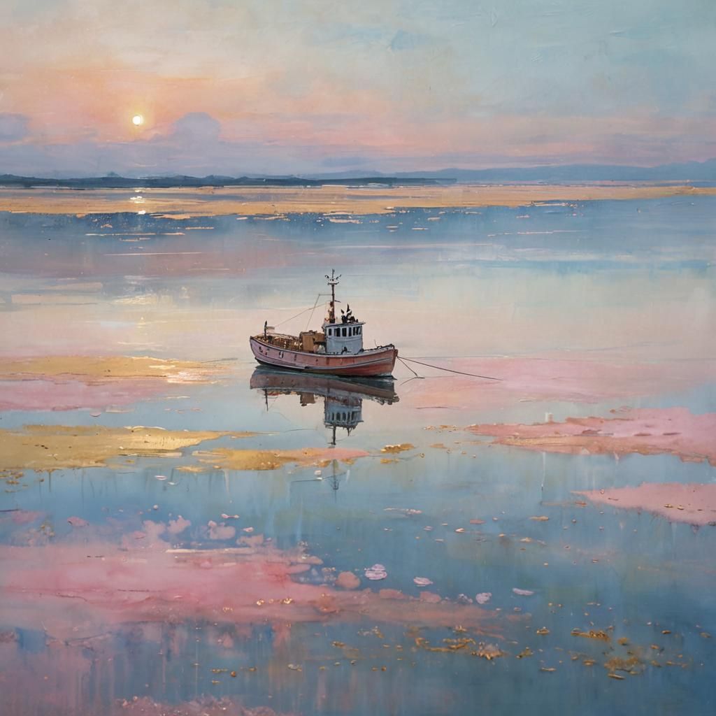 Tugboat on Sea of Tears: Abstract Art