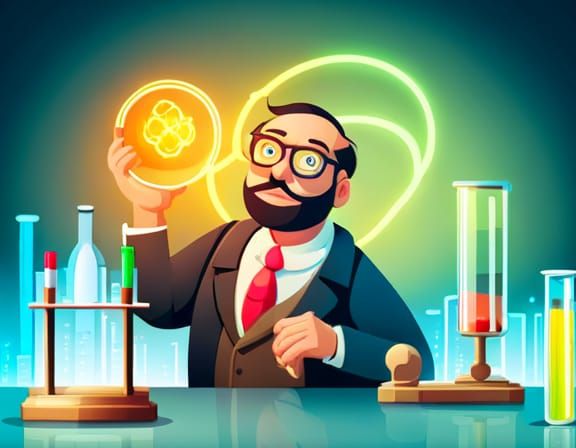 Happy Chemist Professor's Neon Laboratory Experiment