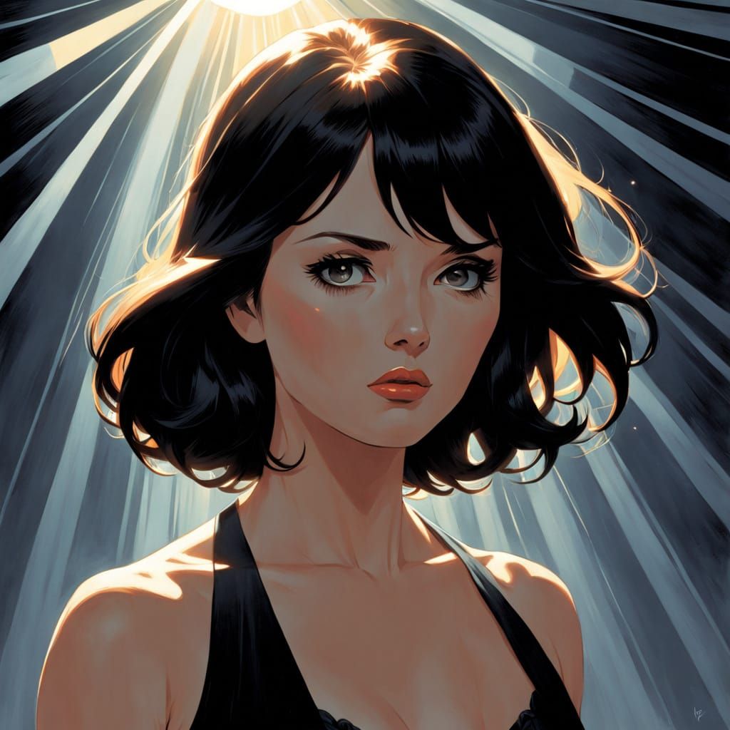 Crepuscular Rays in Comic Noir Style