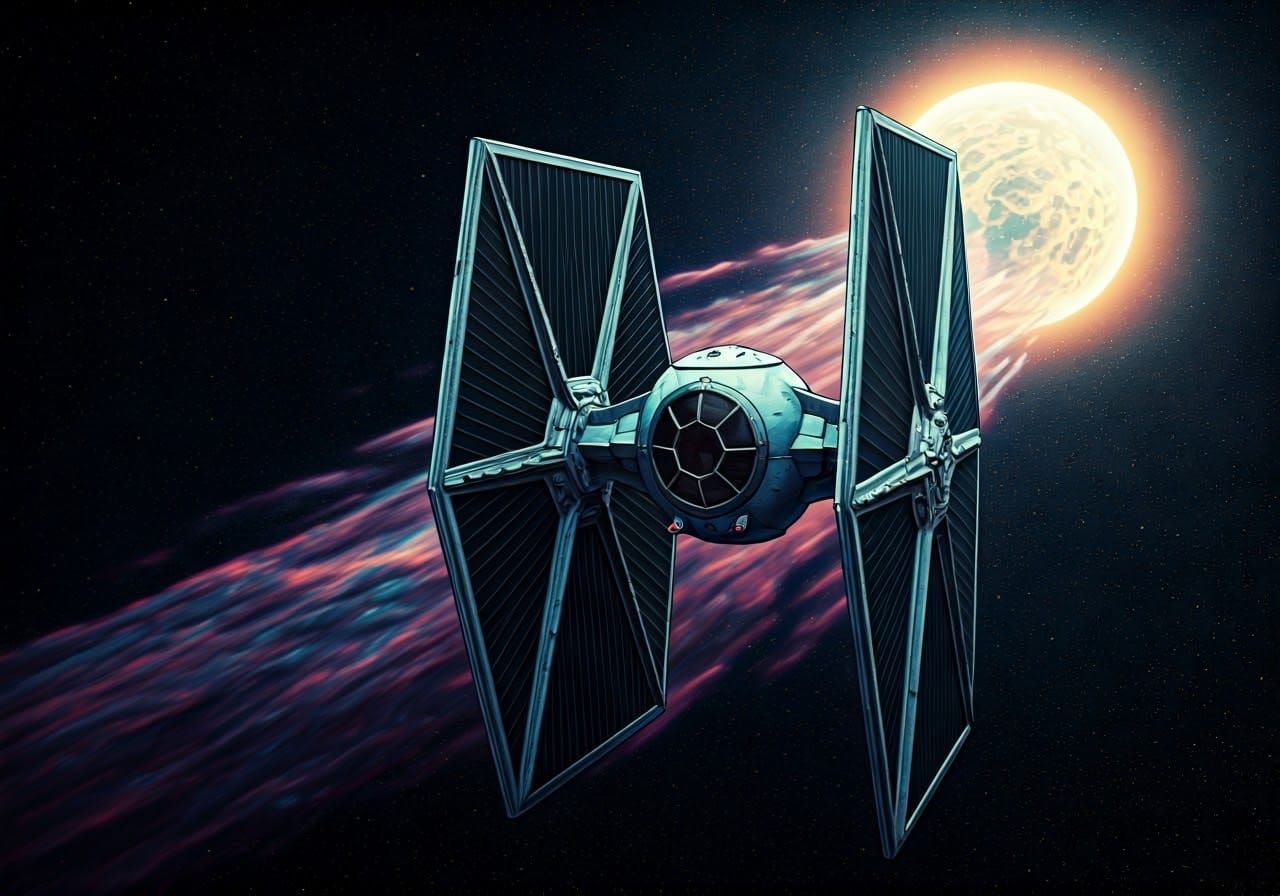 Ethereal TIE Fighter in Cosmic Realm
