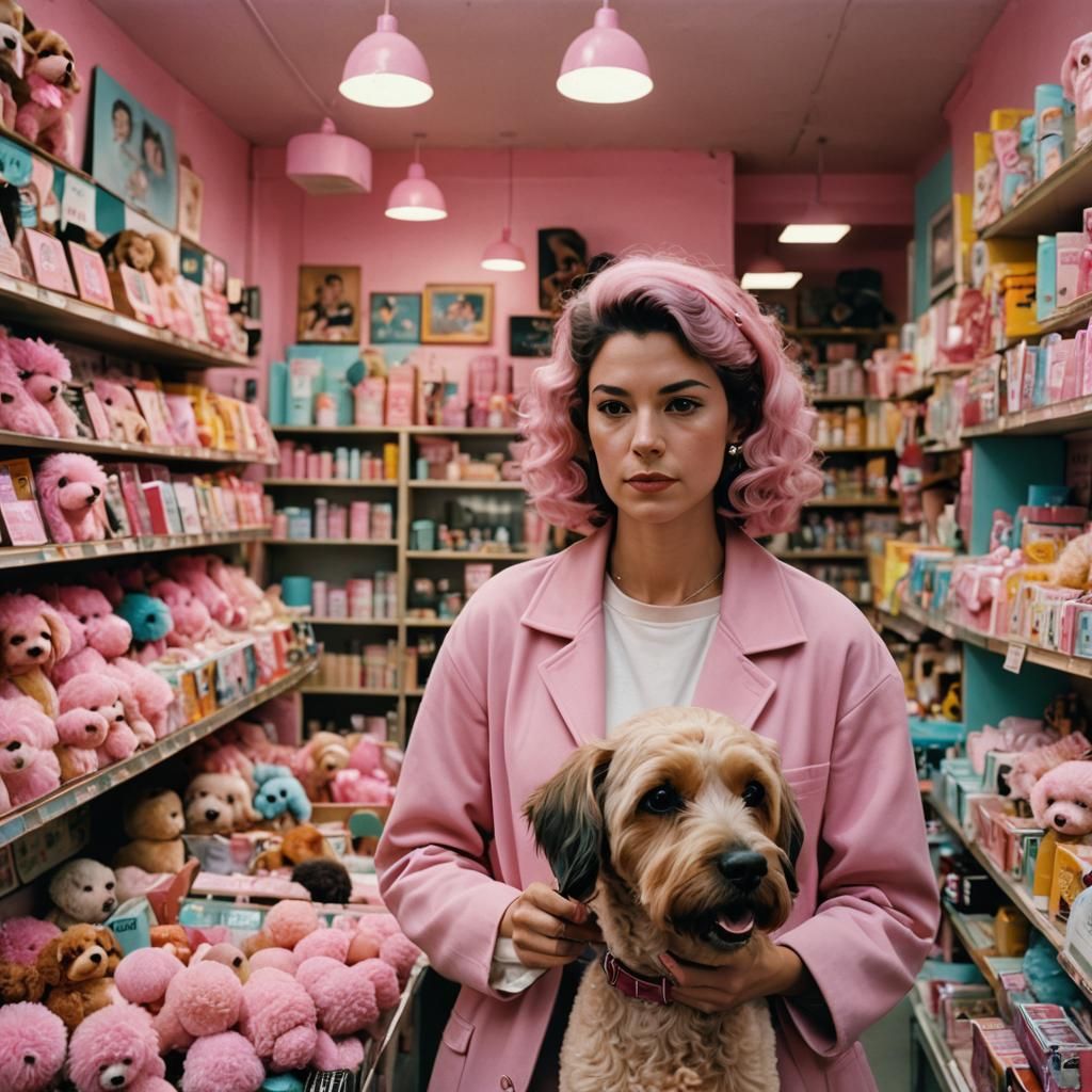 Woman with Poodle in Dog Grooming Shop