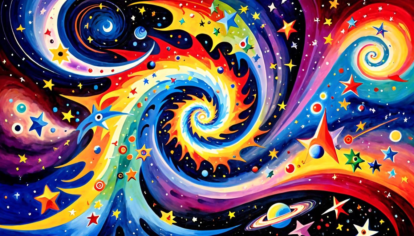 Surreal Cosmic Starburst in a Whirlpool of Color