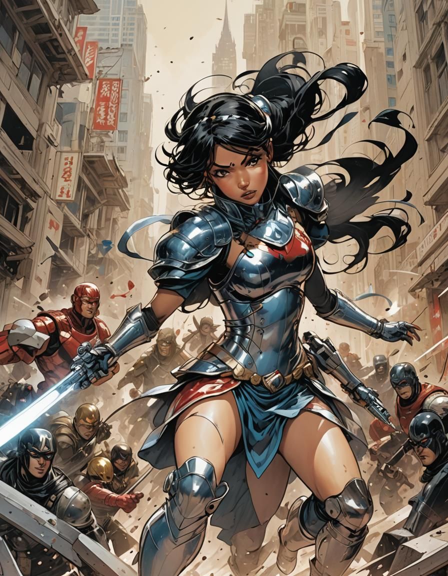 Princess Nahomi: Action Scene in Acrylics and Inks