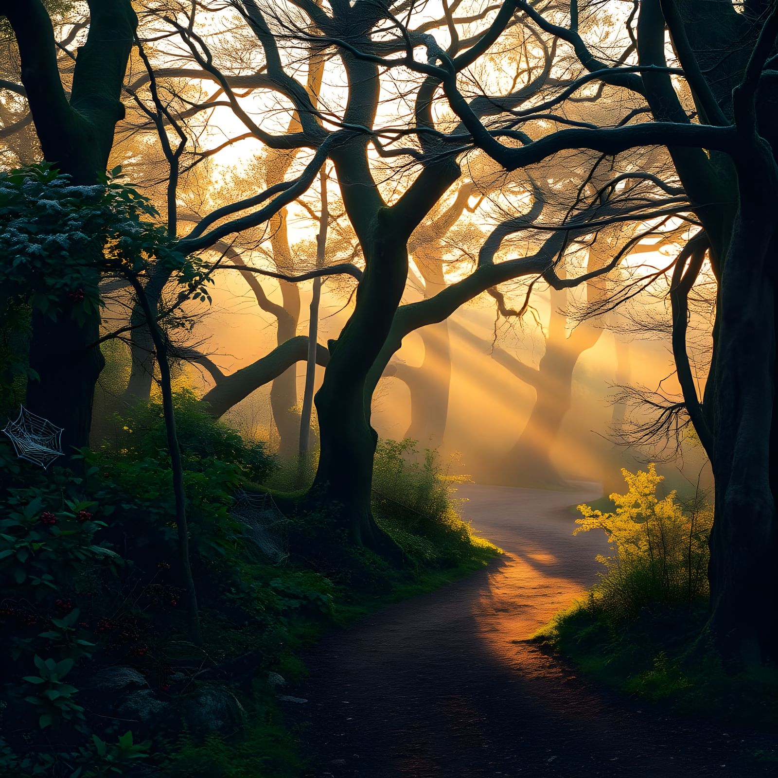 Fairytale Christmas Forest Path in Perspective