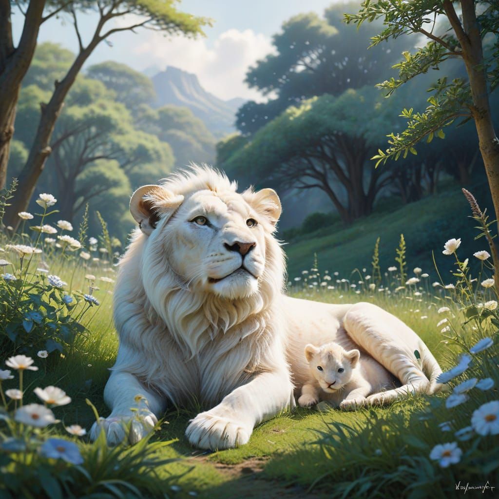 Majestic Guardians in a Spring Meadow