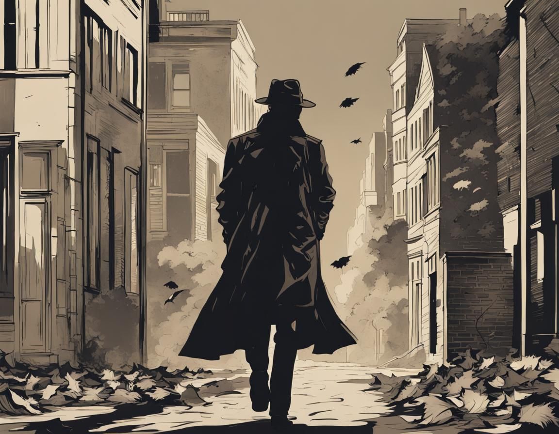 Silhouette of Man Walking Down Windy Street