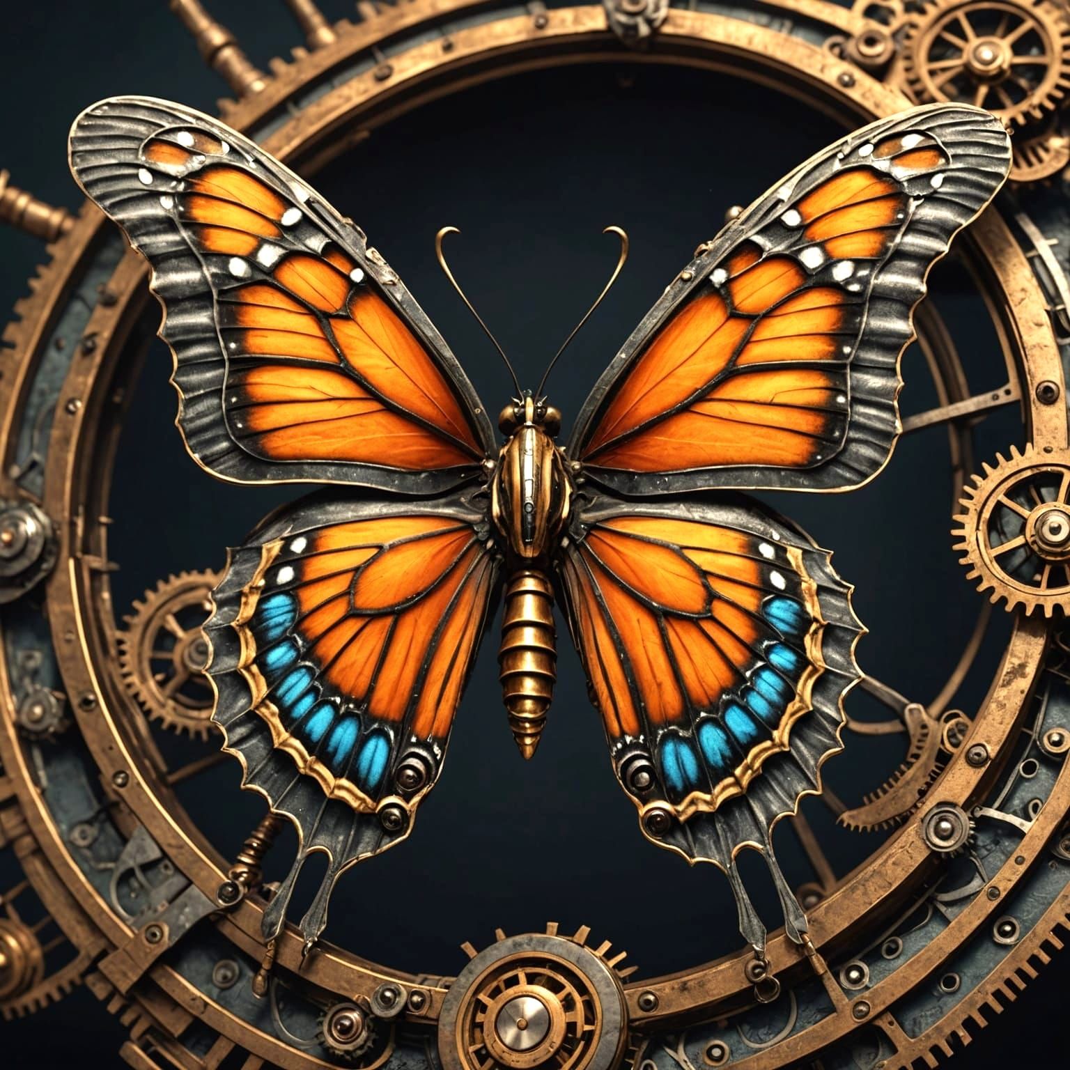Steampunk Biomechanical Monarch Butterfly in 3D