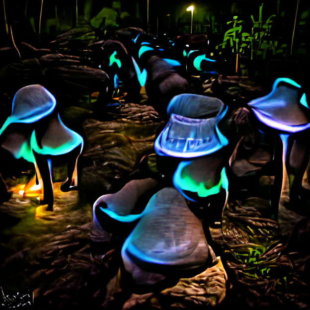 Bioluminescent Mushroom Forest in HDR Volumetric Lighting