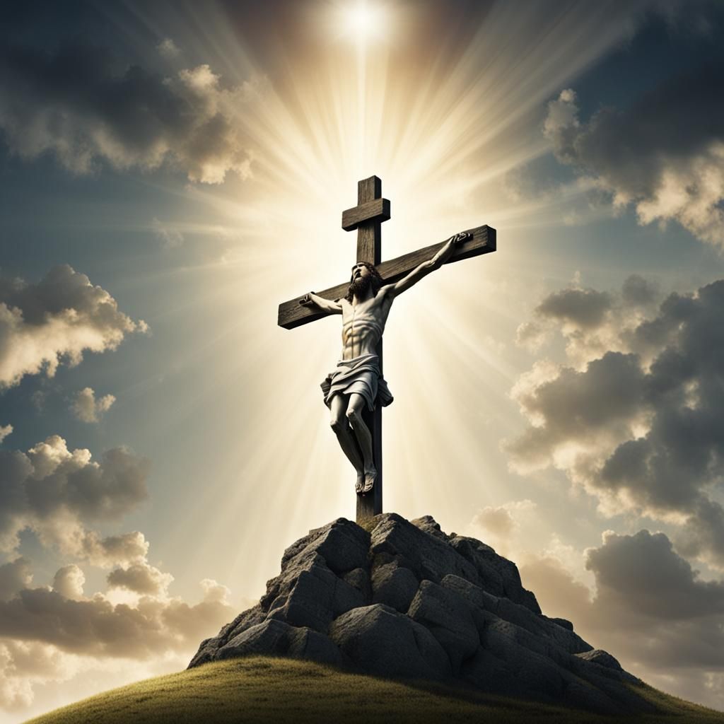 Jesus Christ Crucifixion: Hopeful Gaze to Heaven