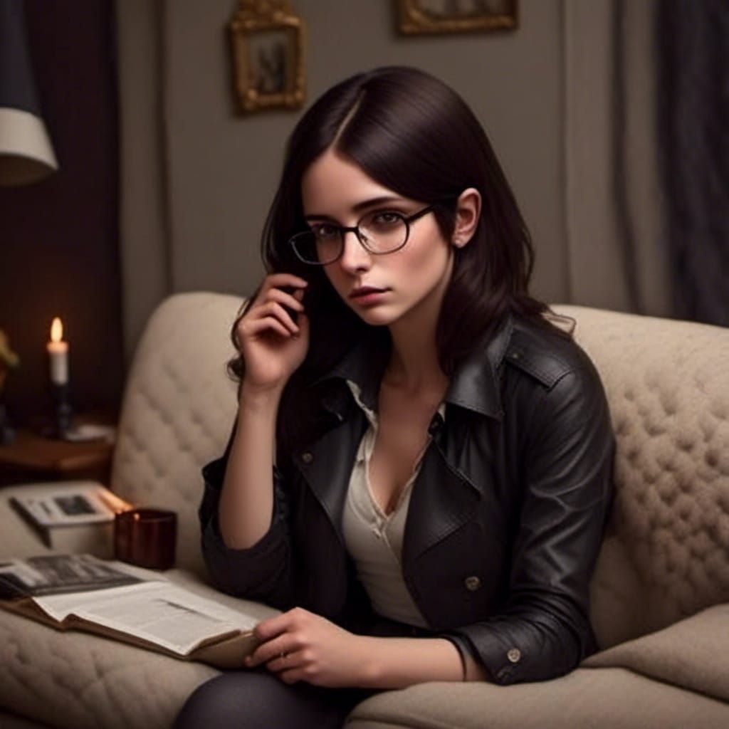 Woman Observes Sleeping Man: Realistic Home Photography