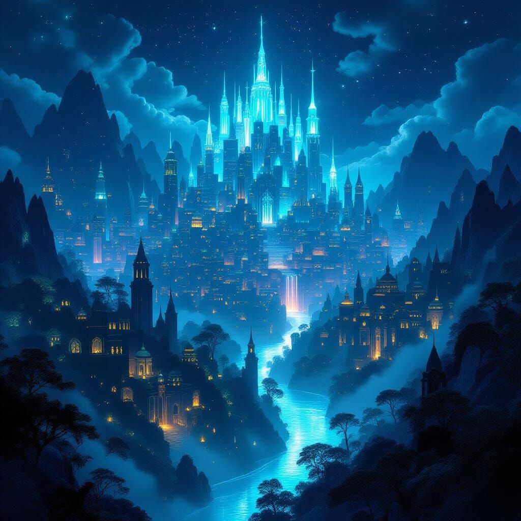Bioluminescent Kingdom: Dark Fantasy Concept Art