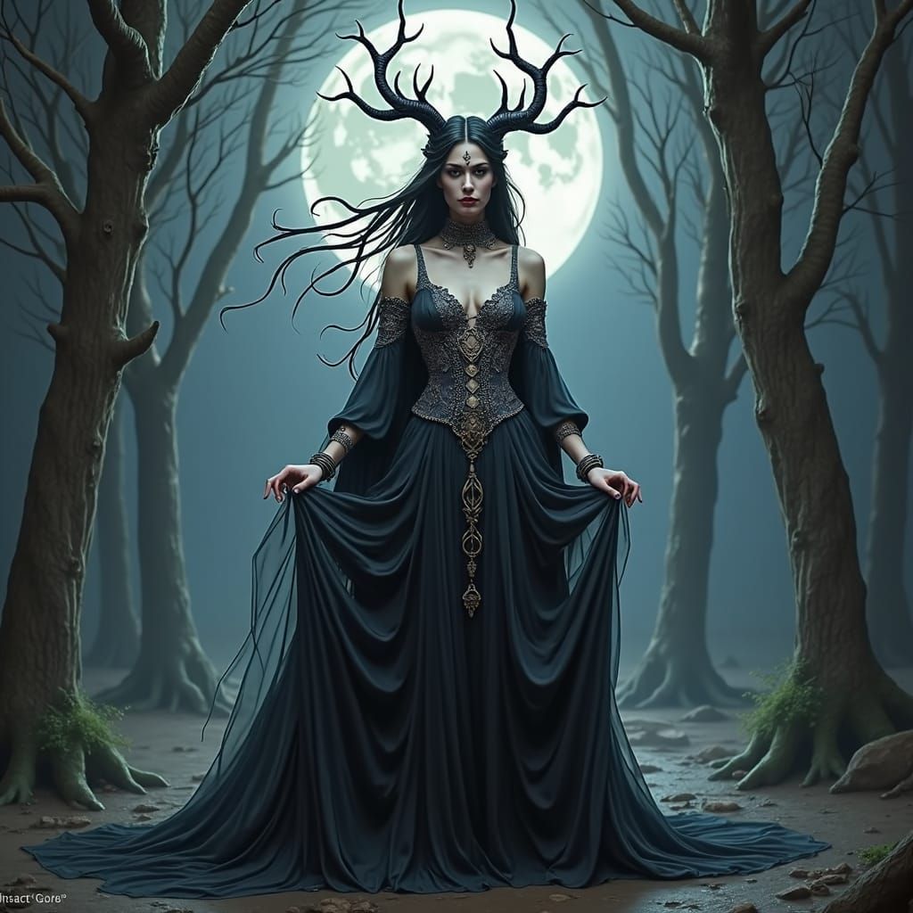 Mystical Sorceress Hecate in Dark Fantasy Style